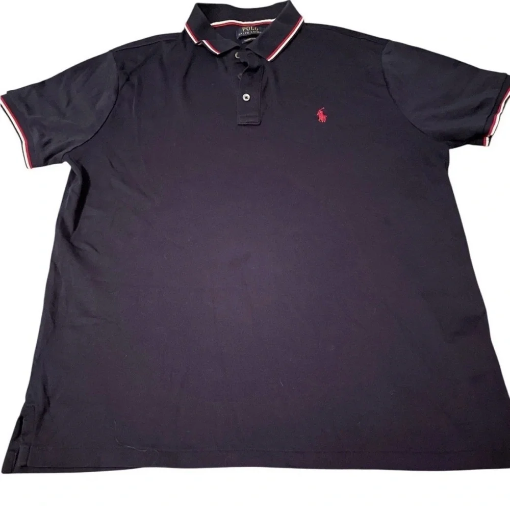 Ralph Lauren Navy Polo with Red Pony and Trim‎